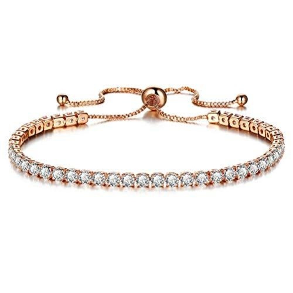 Adjustable Tennis Bracelet Cubic Zirconia Bolo Slider Crystal Jewelry